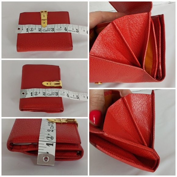 'GUCCI' 'CINGHIALE MACULATO~ROSSO' LEATHER GOLD BUCKLE TRIFOLD WALLET, BOX & BAG - Picture 14 of 16